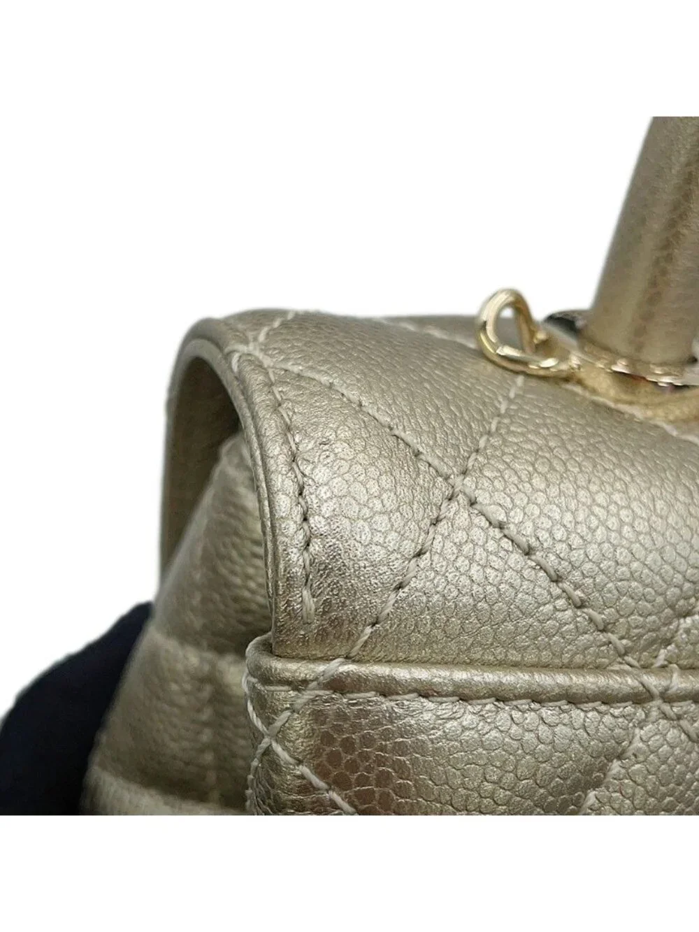 Chanel Quilted CC Logo Coco Handle XS Caviar Leather 2-Way Shoulder